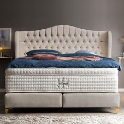 BettCo Boxspringbett Maison (in Beige Samt, günstig online kaufen