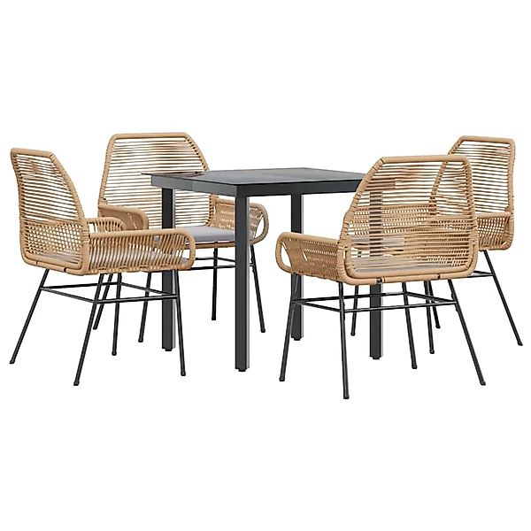 vidaXL 5-Tlg Garten-Essgruppe mit Kissen Braun Poly Rattan Glas 3334570 günstig online kaufen