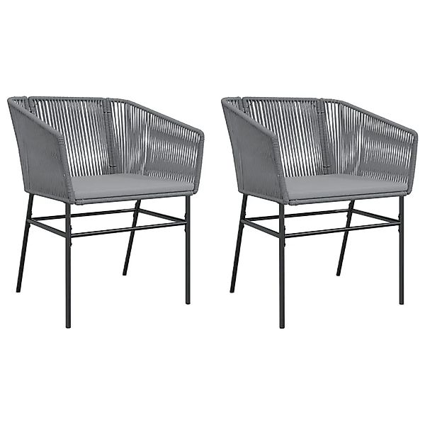vidaXL Gartenstühle 2 Stk mit Kissen Grau Poly Rattan 369104 günstig online kaufen