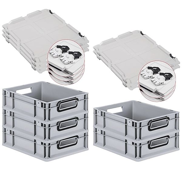PROREGAL SuperSparSet 5x Eurobox Nextgen Color Mit Scharnierdeckel HxBxT 12 günstig online kaufen