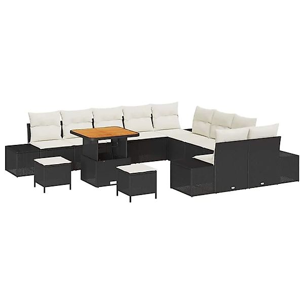 vidaXL Gartensofa-set mit Kissen 13-Tlg Schwarz Poly-Rattan 3364790 günstig online kaufen