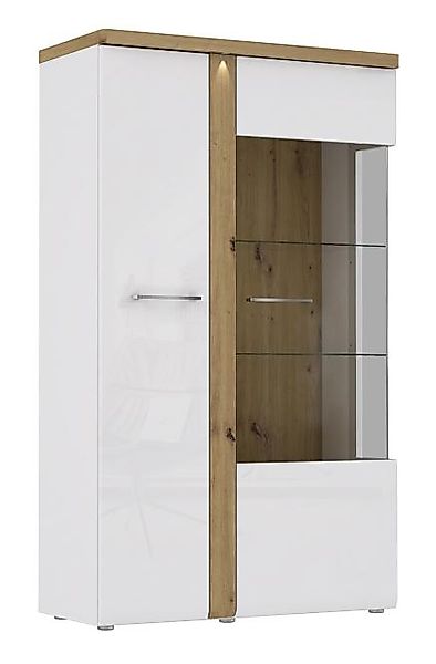 Vitrine 2-trg Tuluza von Forte Weiss / Artisan Eiche günstig online kaufen