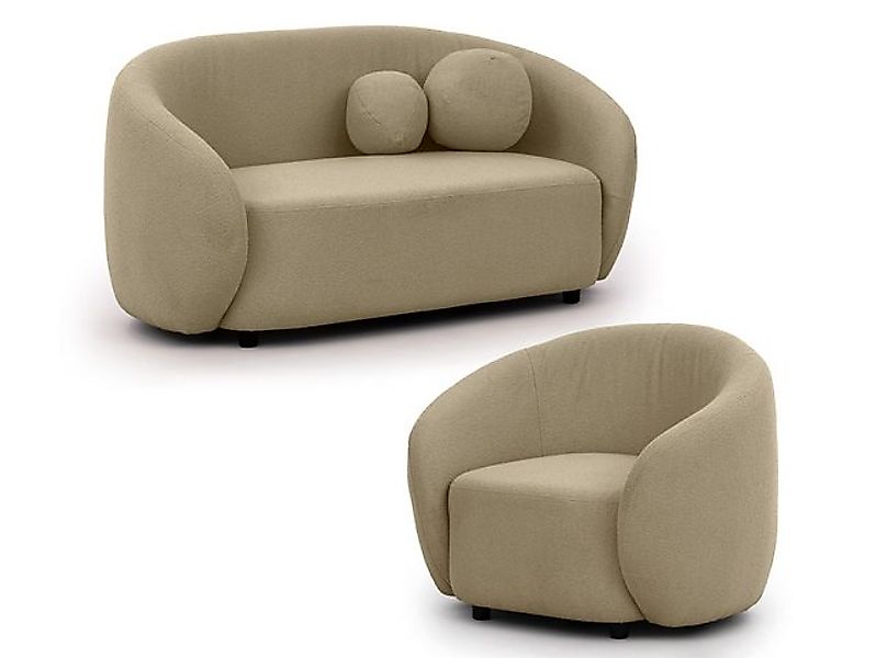 S-Style Möbel Polstergarnitur 2+1 Roundi, Bouclé, Luxus & Moderne Kollektio günstig online kaufen