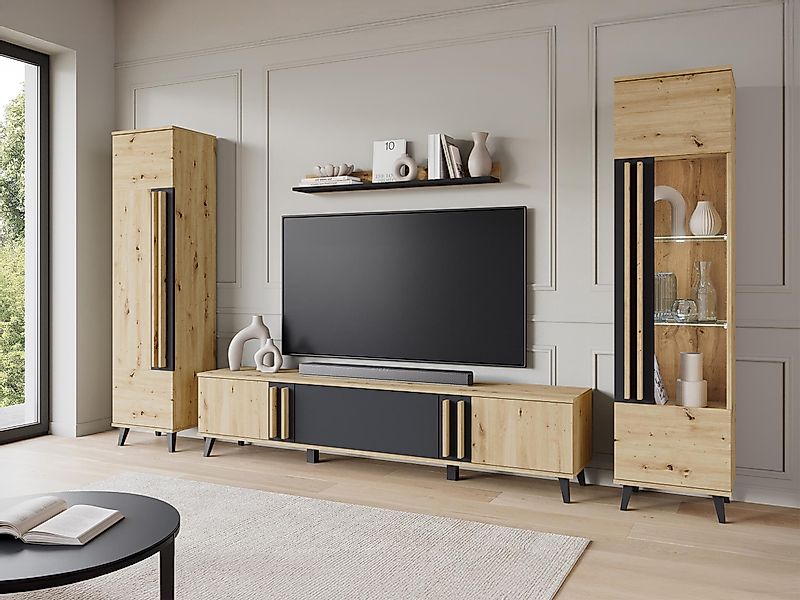 MIRJAN24 Wohnwand Helsinki II, (4er-Set, Vitrine, günstig online kaufen