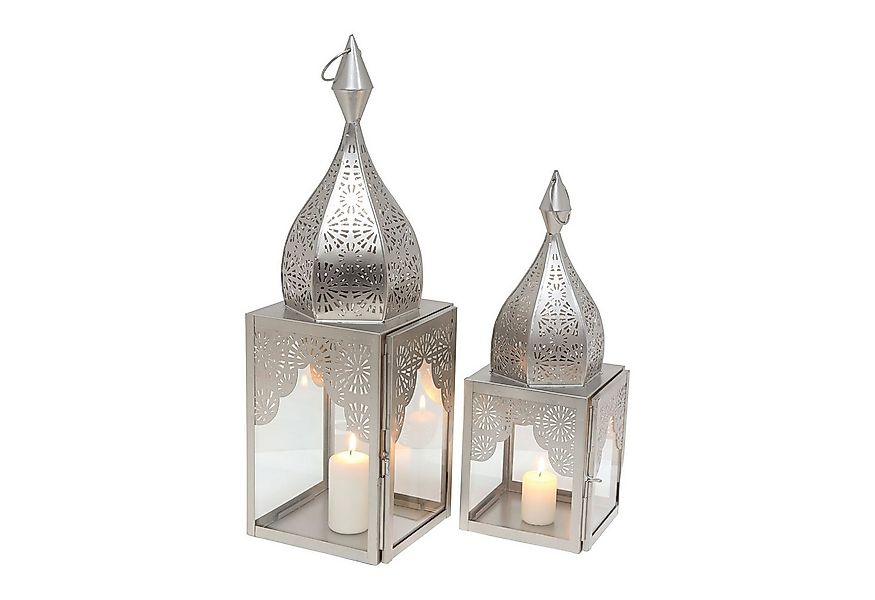 Casa Moro Kerzenlaterne Orientalische Laterne Windlicht Modena Silber 2er S günstig online kaufen