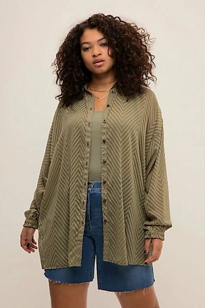 Studio Untold Hemdbluse Bluse oversized Chiffon mit Muster Hemdkragen günstig online kaufen