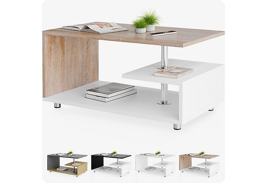 Casaria Couchtisch, Stauraum 3 Ablagen Holz Modern Höhenverstellbar 95x55x5 günstig online kaufen