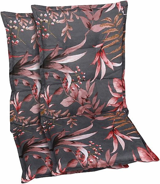 GO-DE Sesselauflage Blätter / Beeren anthrazit - Maße BxLxH ca.: 50 cm x 10 günstig online kaufen