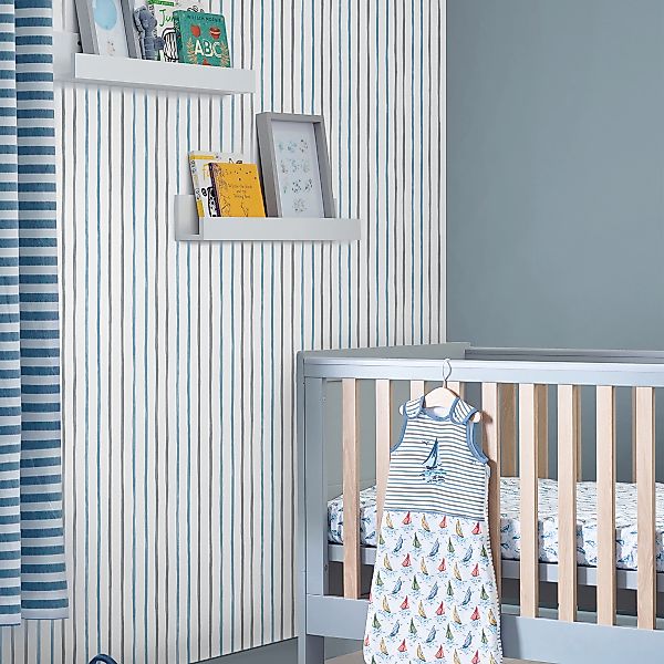 LAURA ASHLEY Vliestapete »Painterly Stripe Blue«, 10mx52cm günstig online kaufen