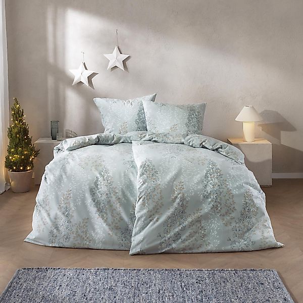 Estella Edelflanell Bettwäsche Merano 5475-614 Rispen Blau 135x200 günstig online kaufen