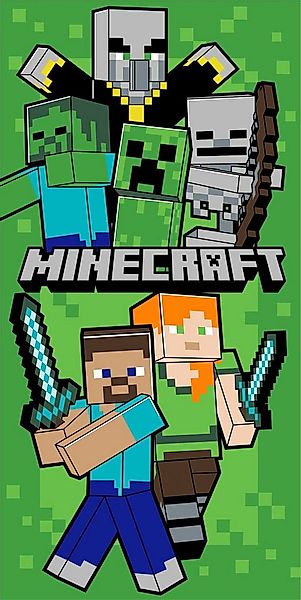 Jerry Fabrics Handtücher Minecraft Steve und Mobs Duschtuch Badetuch Strand günstig online kaufen