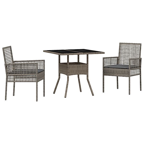 vidaXL Garten Essgruppe 3-Tlg Grau Poly Rattan 3334927 günstig online kaufen