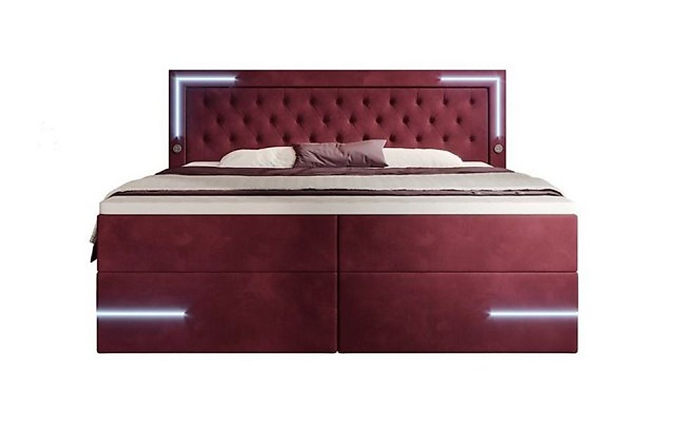 Luxusbetten24 Boxspringbett Carlotta, mit LED, Stauraum, USB-Anschluss und günstig online kaufen