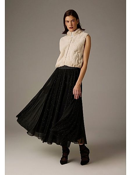 MORE&MORE A-Linien-Rock glitzernder Maxi-Partyrock, plissiert günstig online kaufen