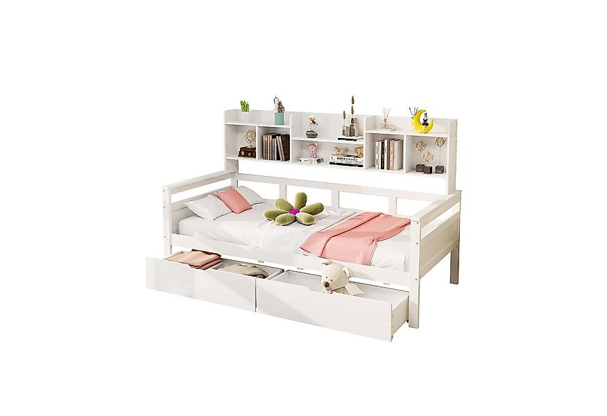 OKWISH Schlafsofa Kinderbett Einzelbett Holzbett, Schubladen und Regale, La günstig online kaufen