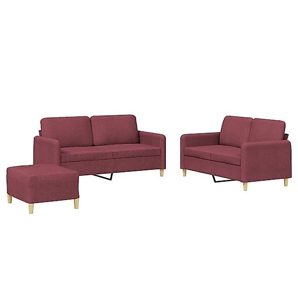 vidaXL Sofa 3-tlg. Sofagarnitur mit Kissen Weinrot Stoff günstig online kaufen