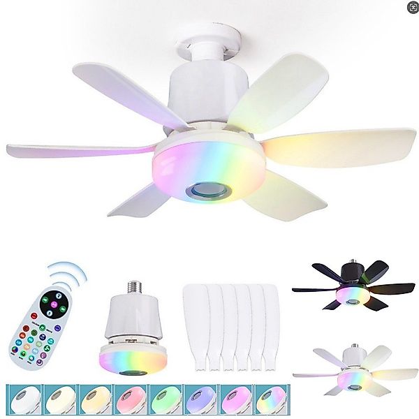 QUBEBU Deckenleuchte RGB Deckenventilator mit Beleuchtung günstig online kaufen