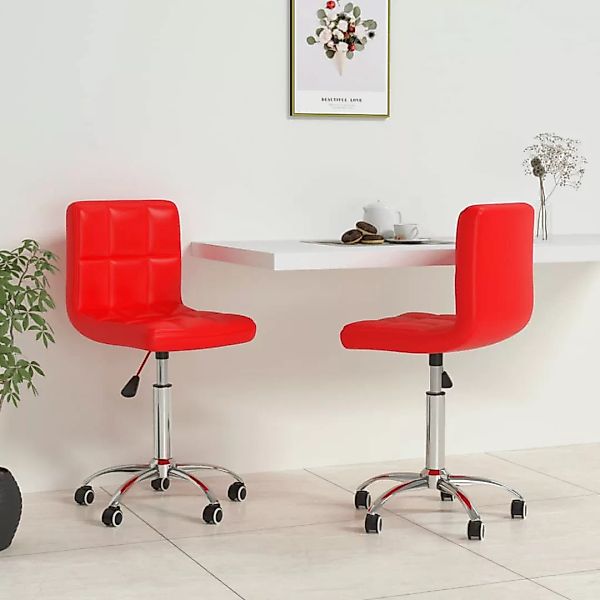 Esszimmerstühle 2 Stk. Drehbar Rot Kunstleder günstig online kaufen