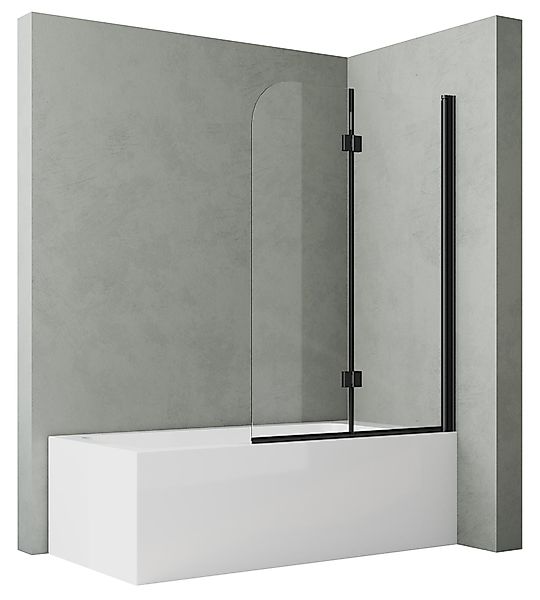 Hopibath Duschwand für Badewanne Schwarz 120x140 günstig online kaufen