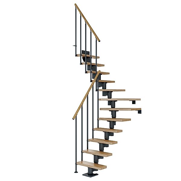 Dolle Mittelholmtreppe Dublin Eiche Anthrazit GH bis 337 cm 1/4gew. 65 cm F günstig online kaufen
