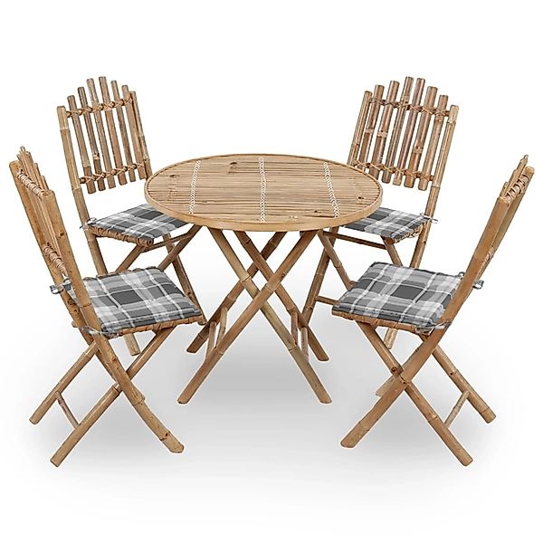 vidaXL 5-Tlg Garten-Essgruppe mit Kissen Klappbar Bambus 3063974 günstig online kaufen