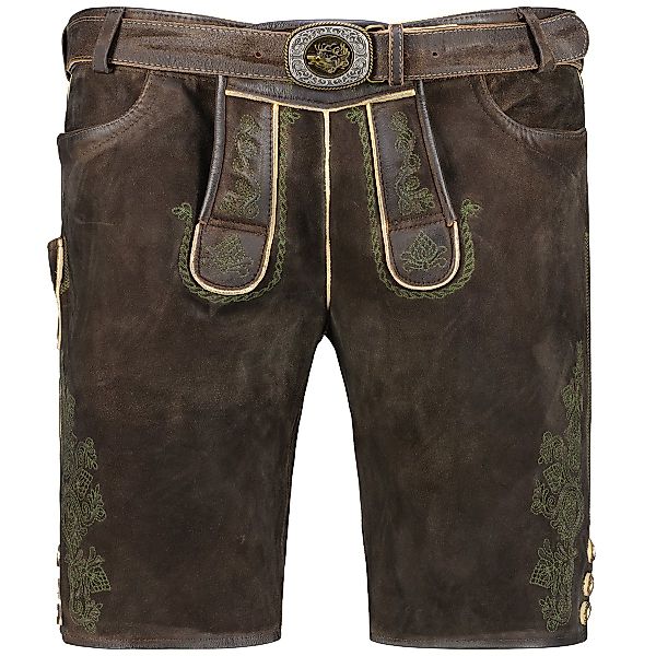 Maddox Kurze Lederhose mit Stickereien und Gürtel Farbe braun Größe: 60 günstig online kaufen