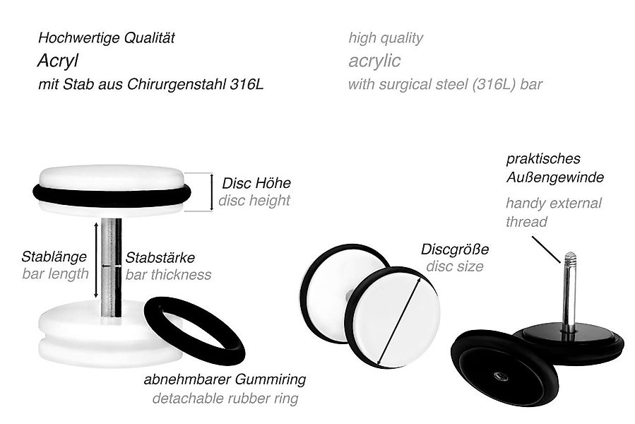 PIERCINGLINE Fake-Ear-Plug Acryl Fake Plug FLACHE günstig online kaufen