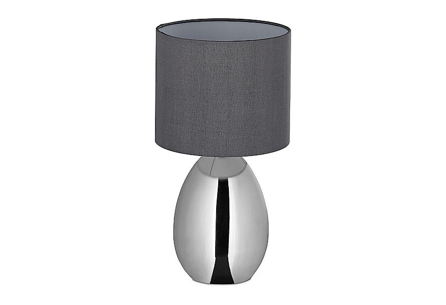 relaxdays Nachttischlampe Tischlampe Metall & Stoff, ohne Leuchtmittel, sil günstig online kaufen