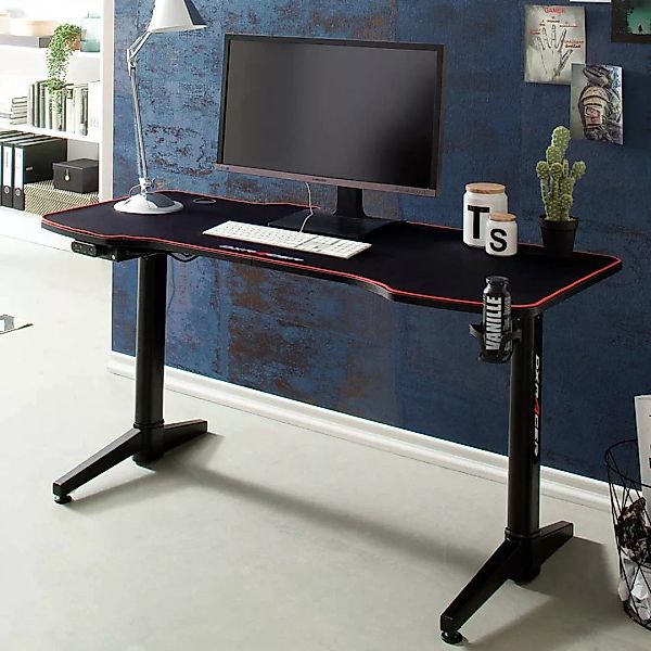 Höhenverstellbarer Schreibtisch in Schwarz 140 cm breit günstig online kaufen