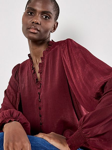 Apricot Blusentop Boho Blusenshirt mit Raffungen günstig online kaufen