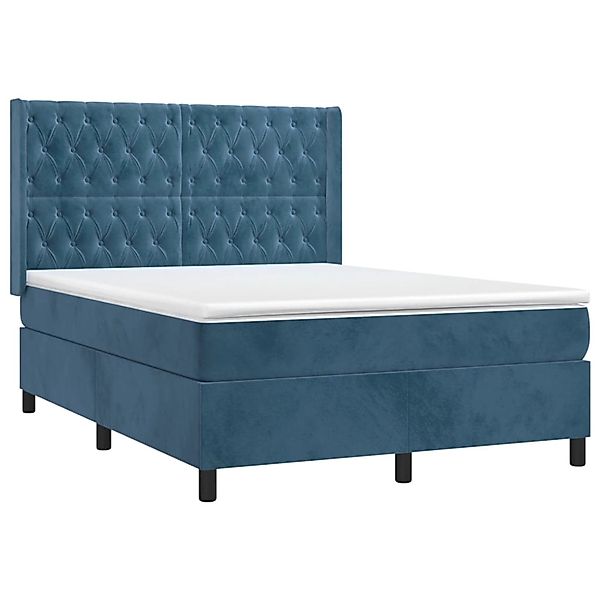 vidaXL Boxspringbett mit Matratze & LED Dunkelblau 140x200 cm Samt 3139749 günstig online kaufen