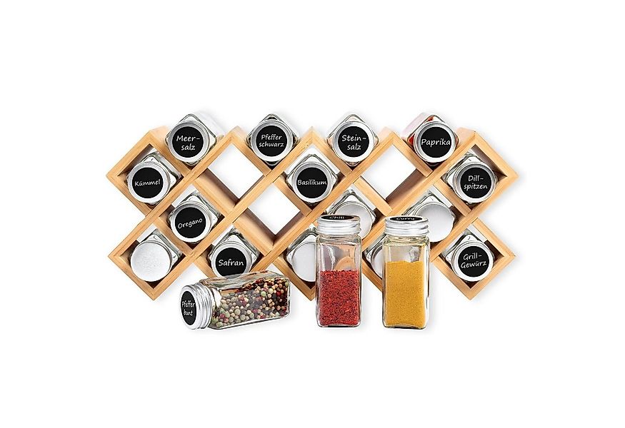 Schramm Gewürzbehälter Schramm® Bambus Gewürzregal mit 18 Gewürzgläsern ink günstig online kaufen