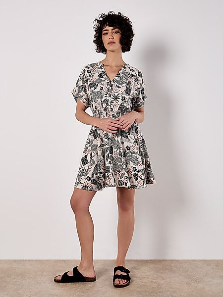 Apricot Druckkleid Sommerkleid, mit Smokdetails günstig online kaufen