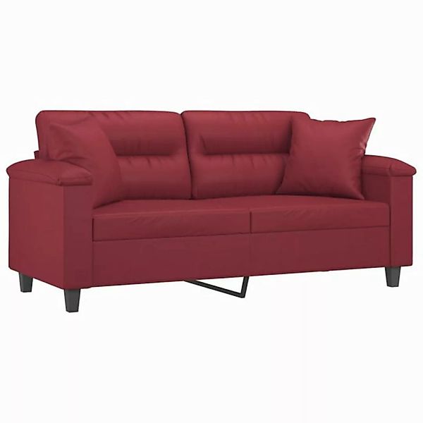 vidaXL Sofa, 2-Sitzer-Sofa mit Zierkissen Weinrot 140 cm Kunstleder günstig online kaufen