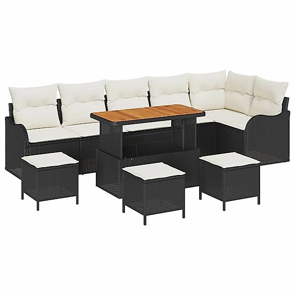 vidaXL Garten-Sofa-Set Höhenverstellbar 10-Tlg Schwarz Poly Rattan 3362290 günstig online kaufen