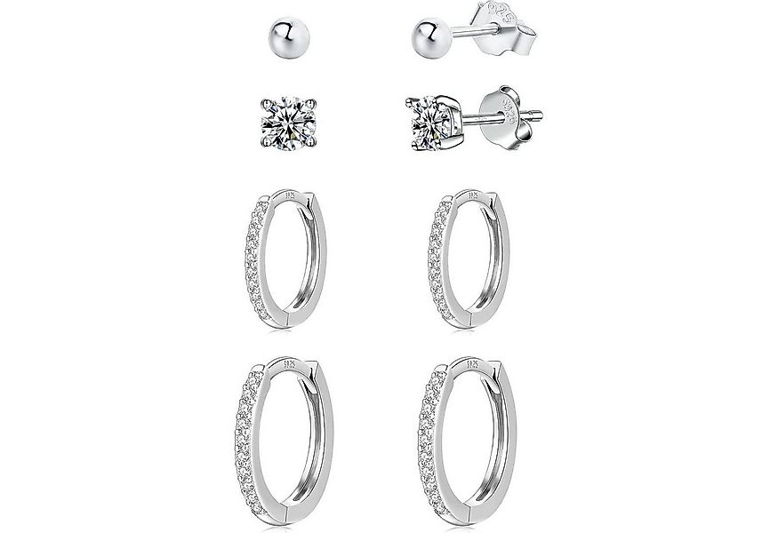 LuxusKollektion Schmuckset 4 Paar Ohrstecker Silber 925 Set Damen Creolen 4 günstig online kaufen