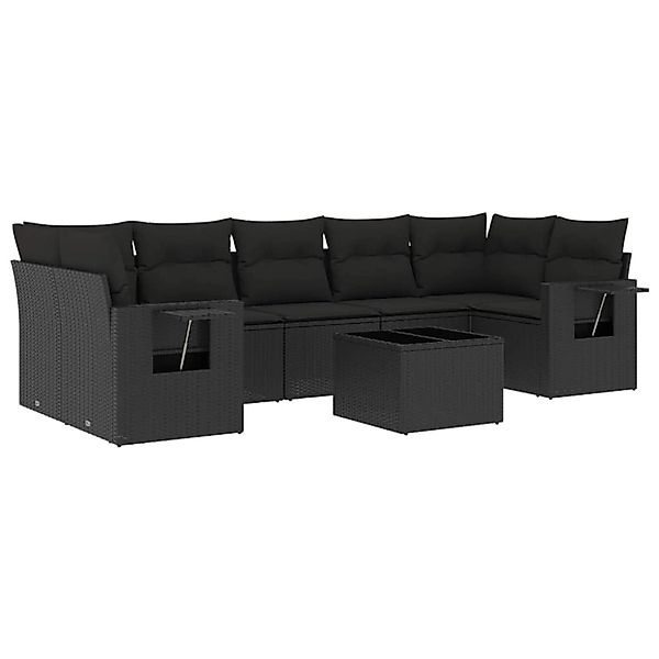 vidaXL 8-Tlg Garten-Sofagarnitur mit Kissen Schwarz Poly Rattan 3219934 günstig online kaufen