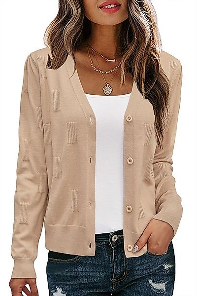 Arach&Cloz Langarmshirt Arach&Cloz Damen V-Shirt Weicher Kurzer Cardigan Pu günstig online kaufen