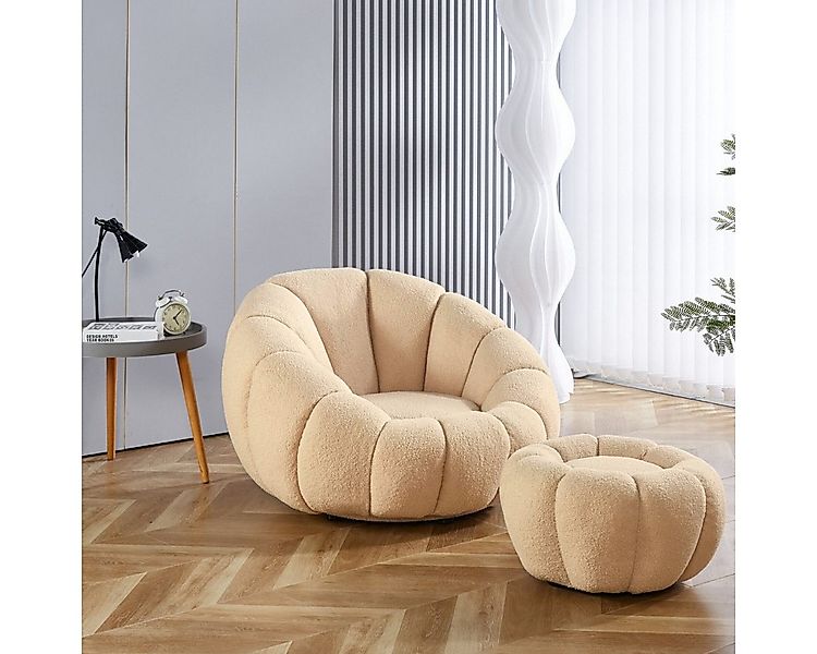 alesvelt Drehsessel Kürbis Sessel 360° Drehfunktion Relaxsessel inkl. Hocke günstig online kaufen