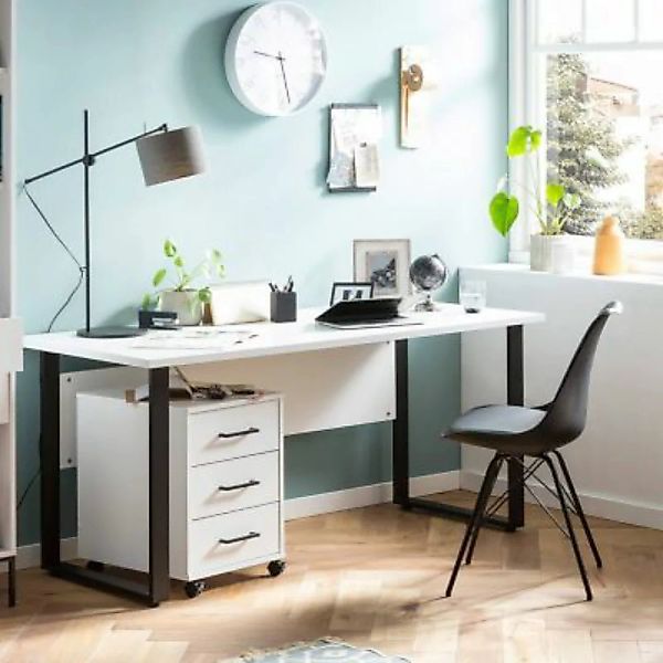 Lomadox Schreibtisch Kombination in kreideweiß FALUN-80 günstig online kaufen