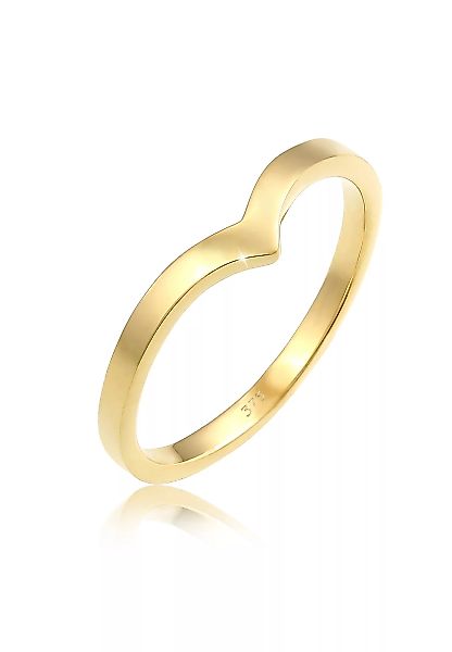 Elli Premium Fingerring "V-Form Stapelring Geo Look Modern 375 Gelbgold" günstig online kaufen