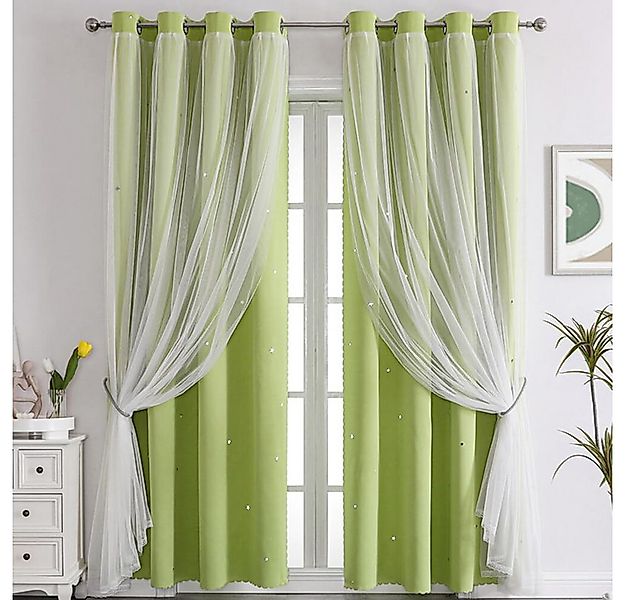 FOUORTUNATE-BEE Gardine Vorhänge Blickdicht Kinderzimmer Halbtransparent (2 günstig online kaufen