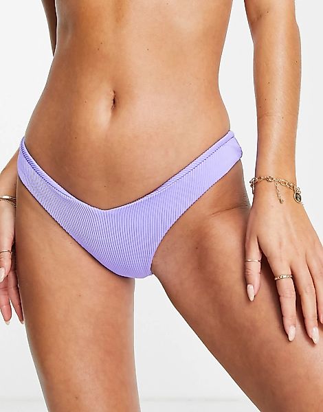 Kulani Kinis – Fizzy Violet – Gerippte Bikinihose mit hohem Beinausschnitt günstig online kaufen