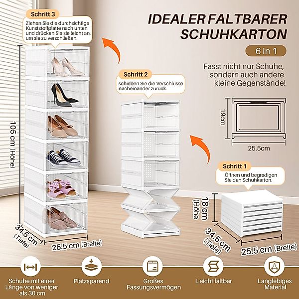 Clanmacy Schuhbox Schuhboxen Stapelbar Aufbewahrungsboxen 6er günstig online kaufen