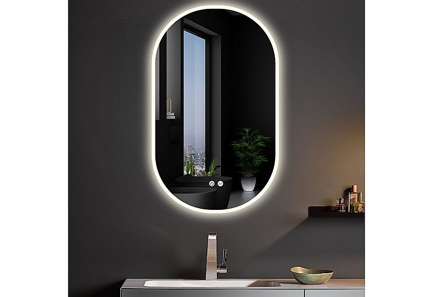 Apejoy Badspiegel Oval LED 45x75 cm / 60x100 cm Badezimmerspiegel (mit Bele günstig online kaufen
