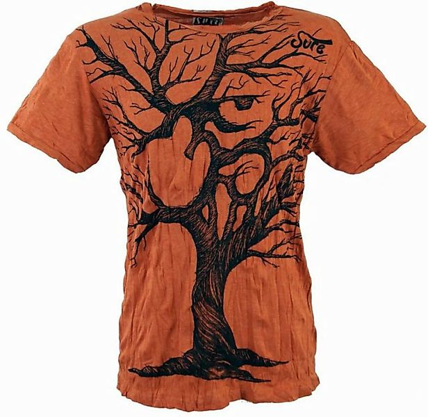 Guru-Shop T-Shirt Sure Herren T-Shirt OM Tree - rostorange Goa Style, Festi günstig online kaufen