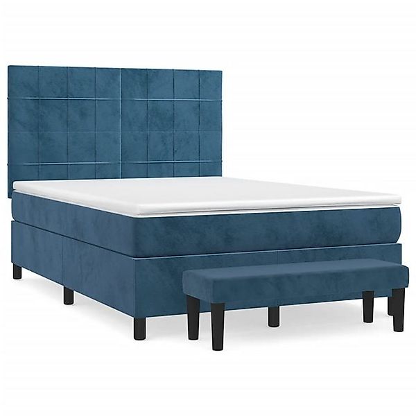 vidaXL Boxspringbett Boxspringbett mit Matratze Dunkelblau 140x200 cm Samt günstig online kaufen