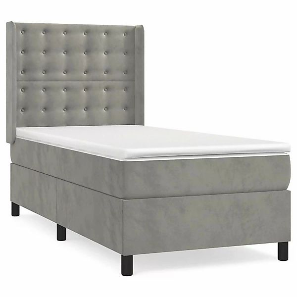 vidaXL Boxspringbett mit Matratze Hellgrau 100x200 cm Samt1400310 günstig online kaufen