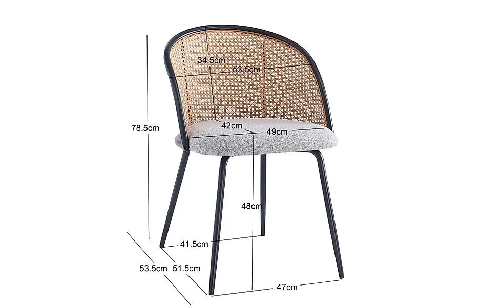 Stuhl 2er-Set  Kobe ¦ grau ¦ Maße (cm): B: 53 H: 77 Stühle > Polsterstühle günstig online kaufen
