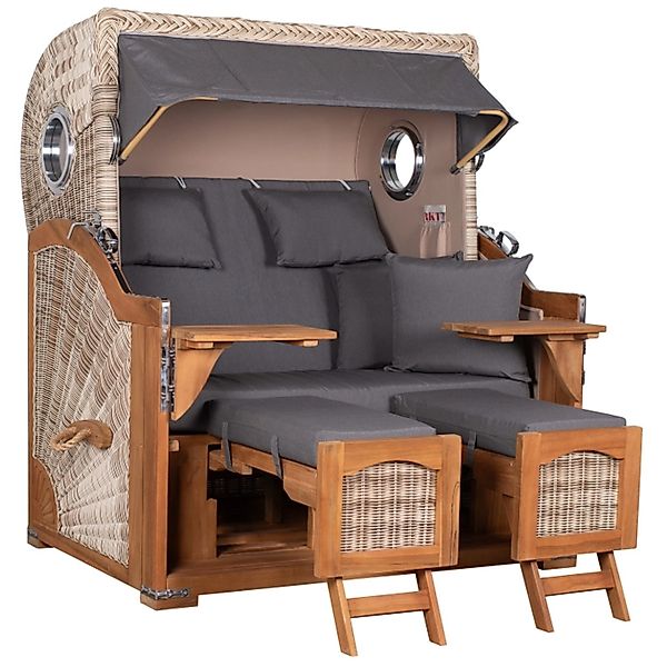 GarWoh Strandkorb Rantum Grande Teak PE Shell Dessin 551 günstig online kaufen